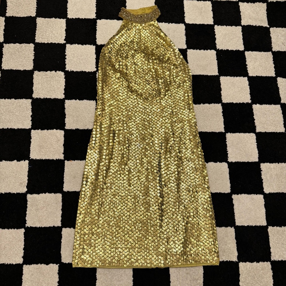 Vintage Cache Sequin Halter Neck Mini Dress Size 4